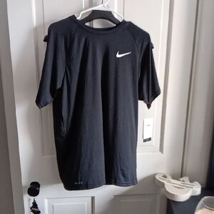 Nike Black Short Sleeve Athletic Tee with White Swoosh